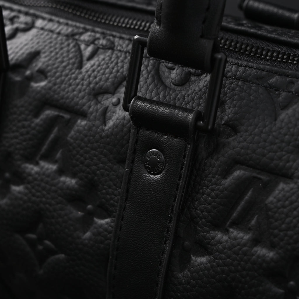 Louis Vuitton Keepall Bandoulière 50 – Monogram Shadow Black Leather Travel Bag — view 9