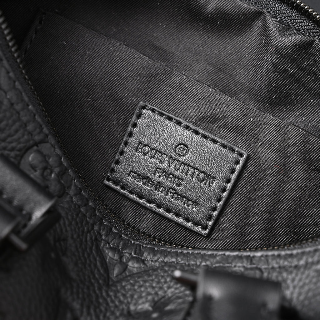 Louis Vuitton Keepall Bandoulière 50 – Monogram Shadow Black Leather Travel Bag — view 4