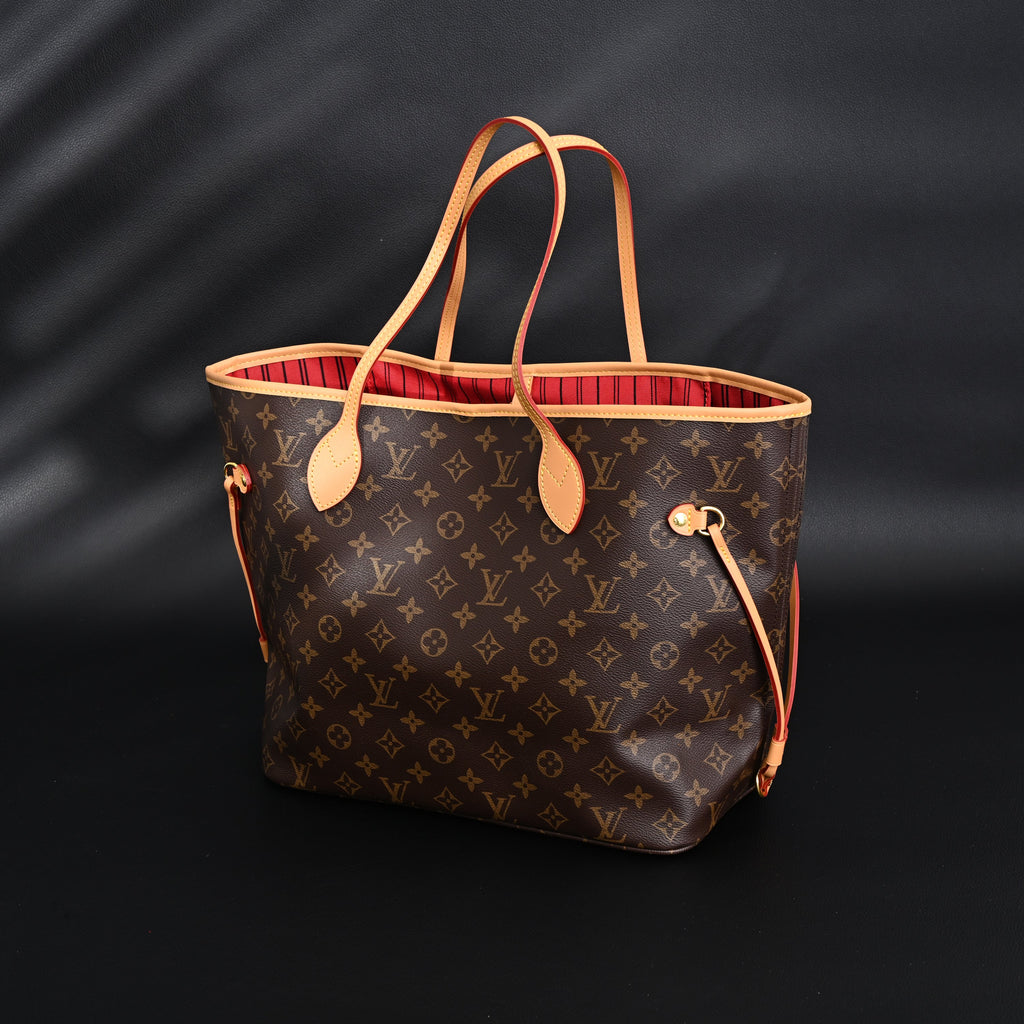 Louis Vuitton Neverfull MM Tote Bag – Monogram Canvas with Red Interior — view 12