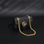 Gucci GG Marmont Small Matelassé Shoulder Bag – Black Leather with Gold Hardware — view 12