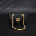 Gucci GG Marmont Small Matelassé Shoulder Bag – Black Leather with Gold Hardware — view 1