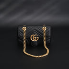 Gucci GG Marmont Small Matelassé Shoulder Bag – Black Leather with Gold Hardware — view 1