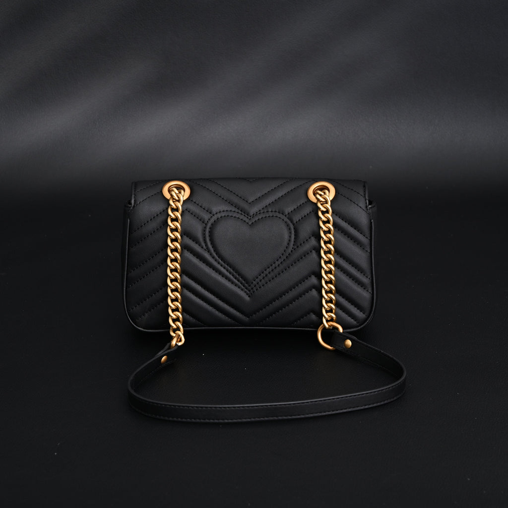 Gucci GG Marmont Small Matelassé Shoulder Bag – Black Leather with Gold Hardware — view 13