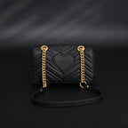 Gucci GG Marmont Small Matelassé Shoulder Bag – Black Leather with Gold Hardware — view 13