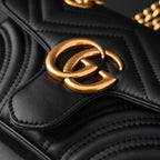 Gucci GG Marmont Small Matelassé Shoulder Bag – Black Leather with Gold Hardware — view 7