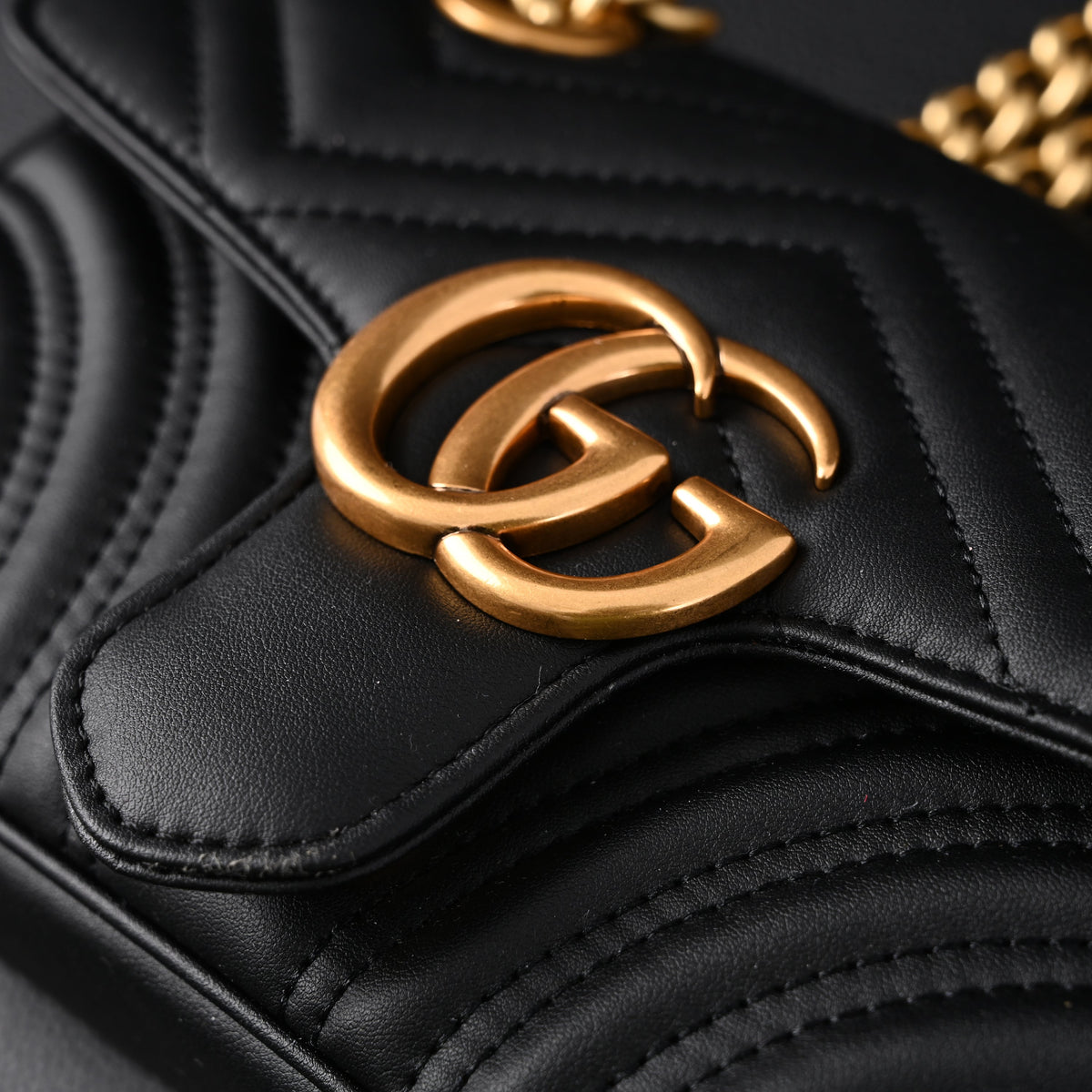 Gucci GG Marmont Small Matelassé Shoulder Bag – Black Leather with Gold Hardware — view 7