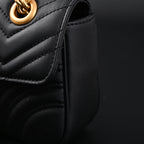 Gucci GG Marmont Small Matelassé Shoulder Bag – Black Leather with Gold Hardware — view 8