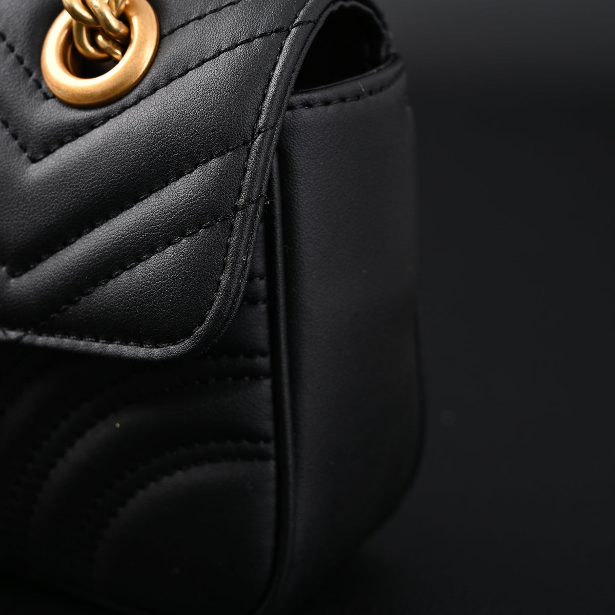 Gucci GG Marmont Small Matelassé Shoulder Bag – Black Leather with Gold Hardware — view 8