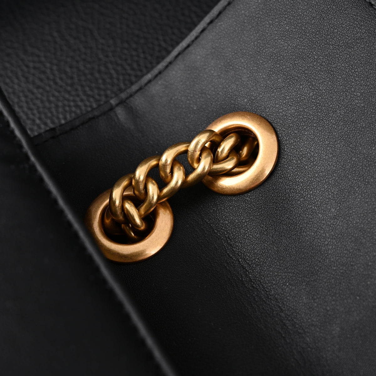 Gucci GG Marmont Small Matelassé Shoulder Bag – Black Leather with Gold Hardware — view 17