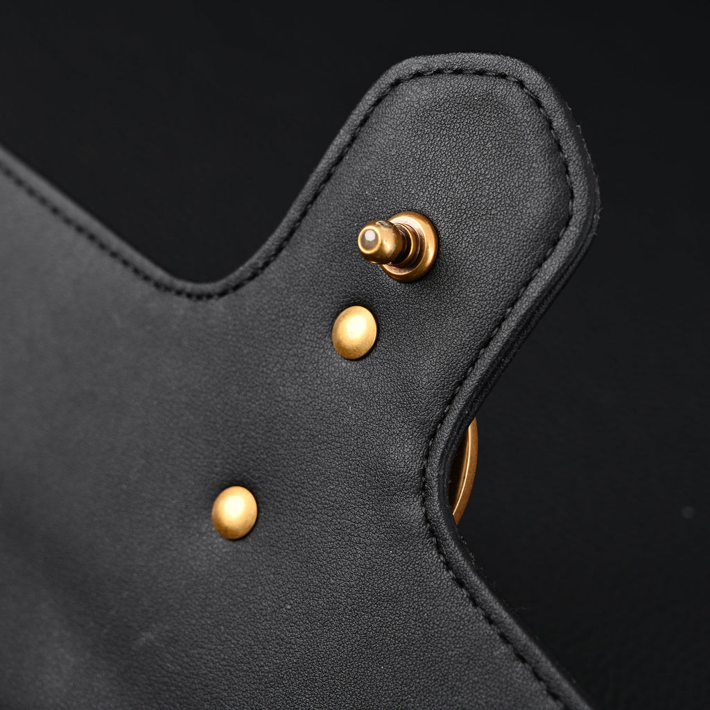 Gucci GG Marmont Small Matelassé Shoulder Bag – Black Leather with Gold Hardware — view 10