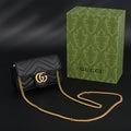 Gucci GG Marmont Matelassé Mini Shoulder Bag – Black Leather with Gold Chain — view 1