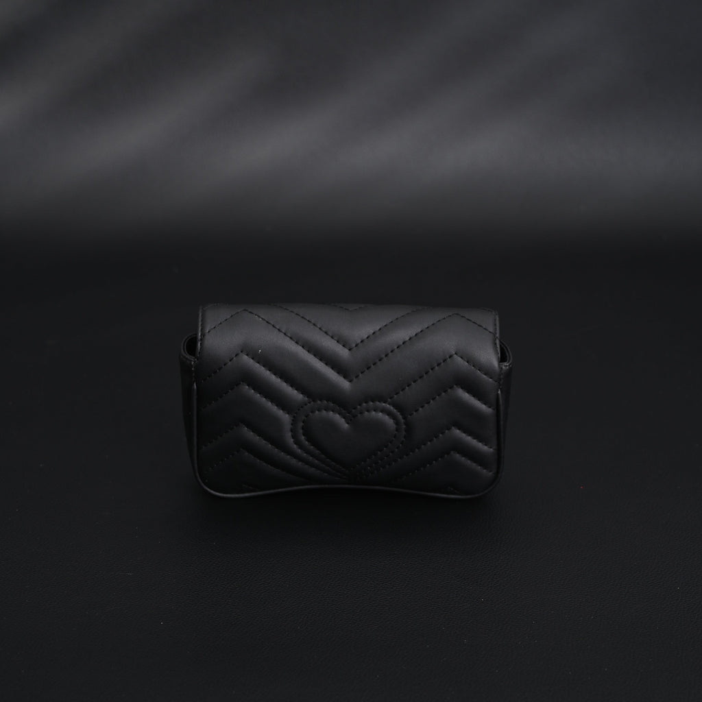 Gucci GG Marmont Matelassé Mini Shoulder Bag – Black Leather with Gold Chain — view 12