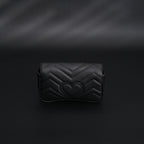 Gucci GG Marmont Matelassé Mini Shoulder Bag – Black Leather with Gold Chain — view 12