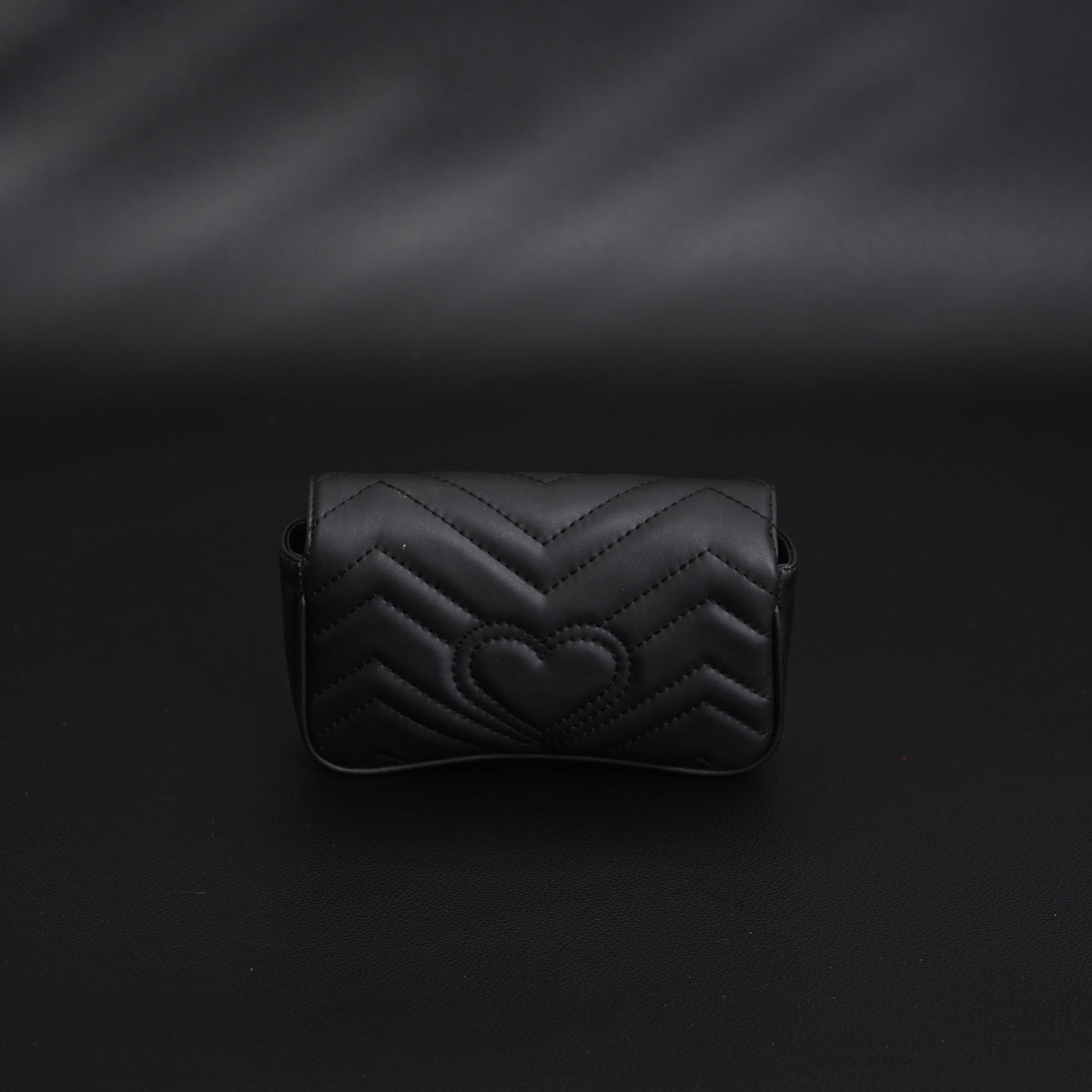 Gucci GG Marmont Matelassé Mini Shoulder Bag – Black Leather with Gold Chain — view 12