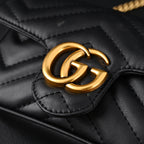 Gucci GG Marmont Matelassé Mini Shoulder Bag – Black Leather with Gold Chain — view 5