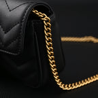 Gucci GG Marmont Matelassé Mini Shoulder Bag – Black Leather with Gold Chain — view 15