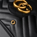 Gucci GG Marmont Matelassé Mini Shoulder Bag – Black Leather with Gold Chain — view 17