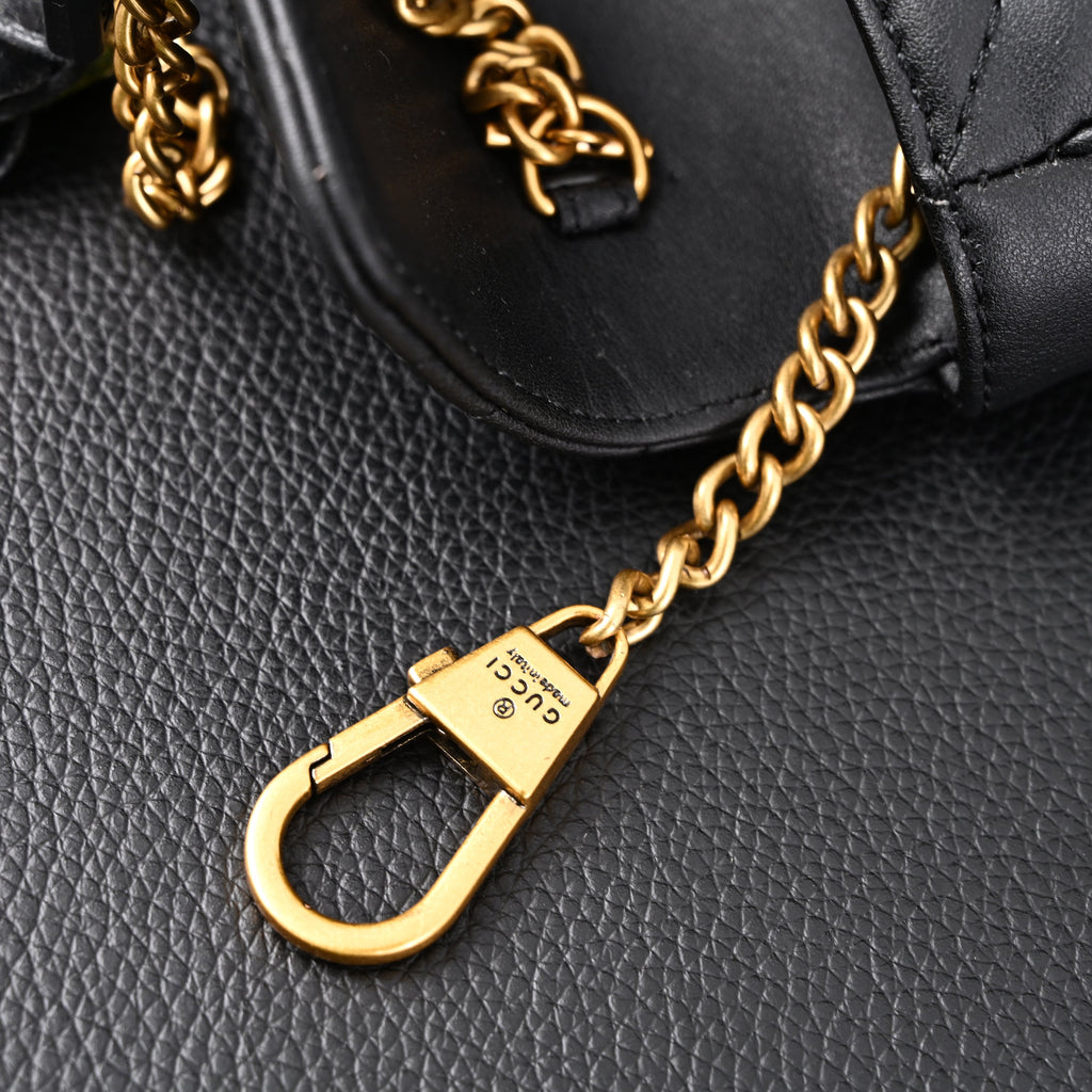Gucci GG Marmont Matelassé Mini Shoulder Bag – Black Leather with Gold Chain — view 8