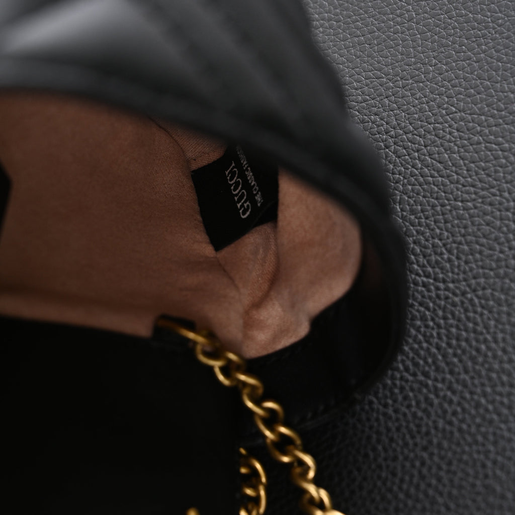 Gucci GG Marmont Matelassé Mini Shoulder Bag – Black Leather with Gold Chain — view 3