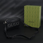 Gucci Black Leather Embossed Logo Belt Bag — view 1