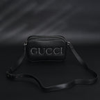 Gucci Black Leather Embossed Logo Belt Bag — view 3