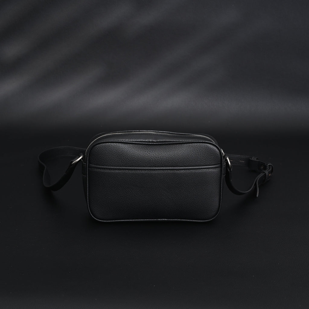 Gucci Black Leather Embossed Logo Belt Bag — view 5