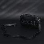 Gucci Black Leather Embossed Logo Belt Bag — view 7