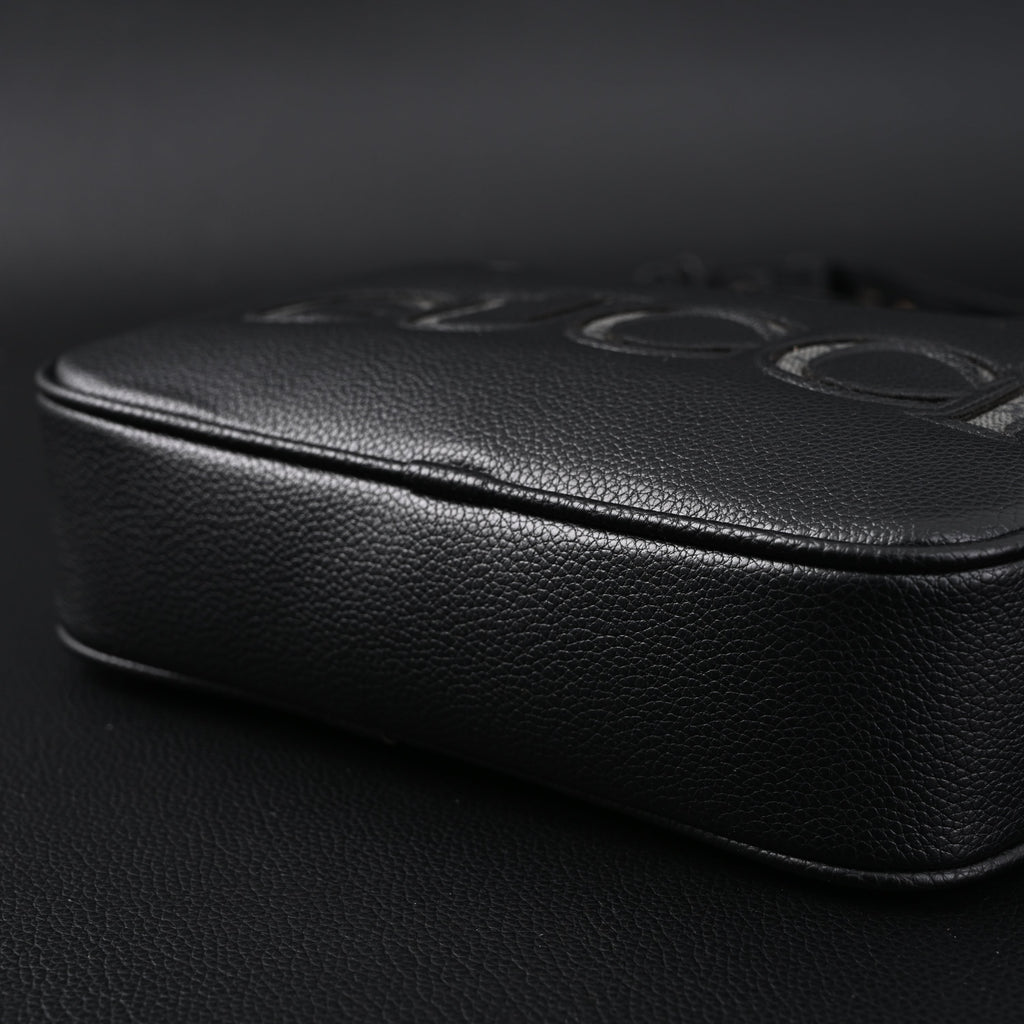 Gucci Black Leather Embossed Logo Belt Bag — view 8