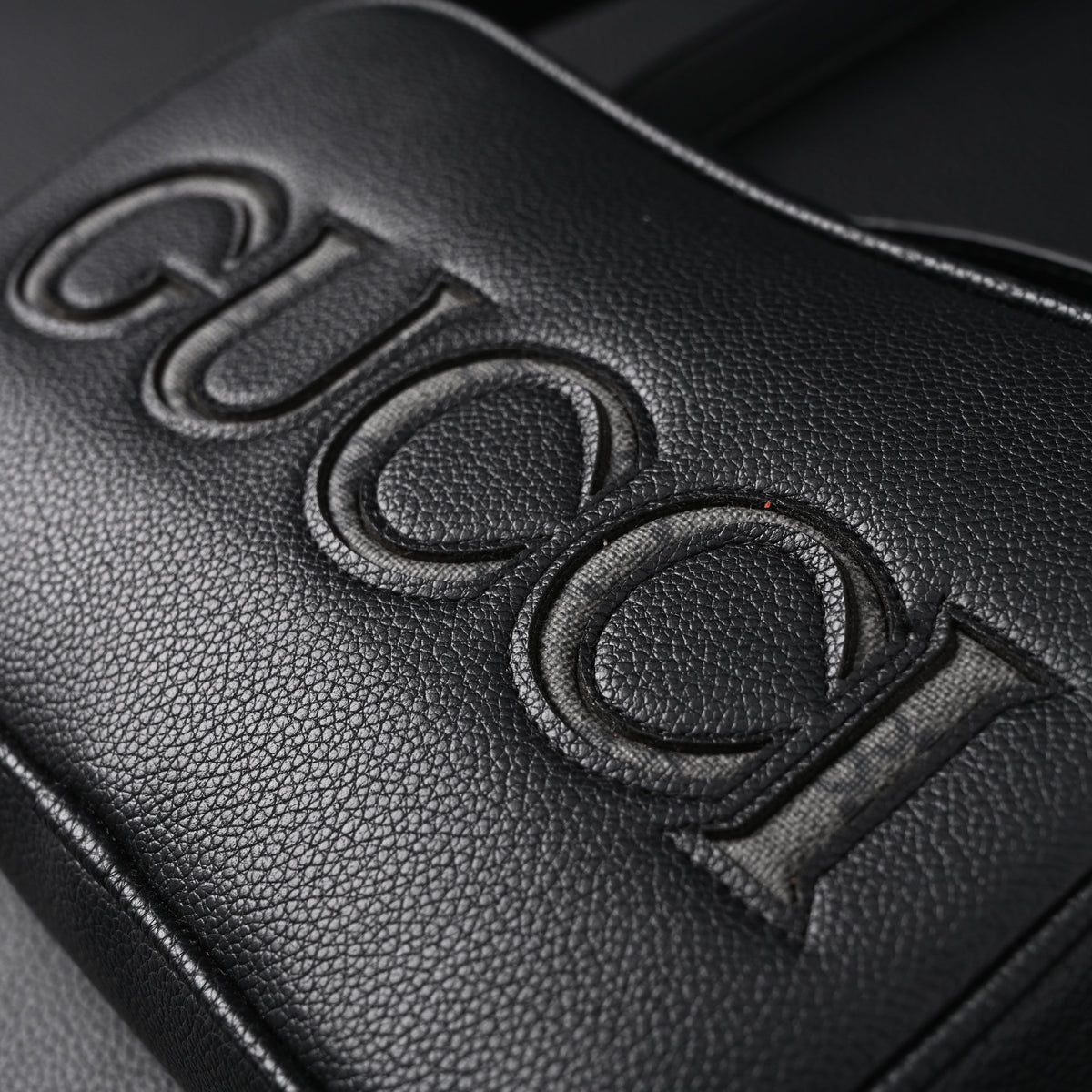 Gucci Black Leather Embossed Logo Belt Bag — view 15