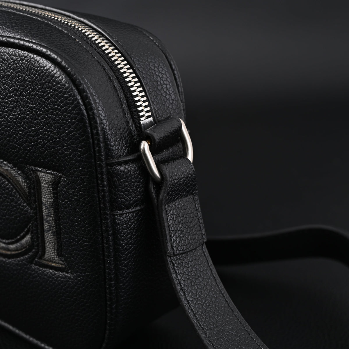 Gucci Black Leather Embossed Logo Belt Bag — view 9