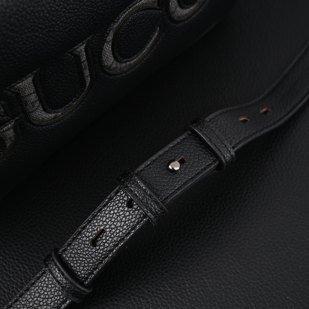 Gucci Black Leather Embossed Logo Belt Bag — view 12