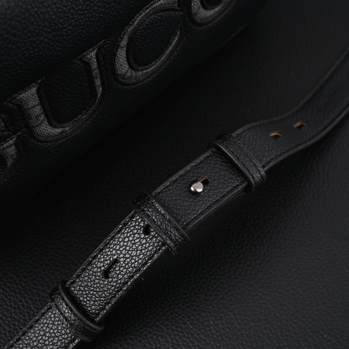 Gucci Black Leather Embossed Logo Belt Bag — view 12