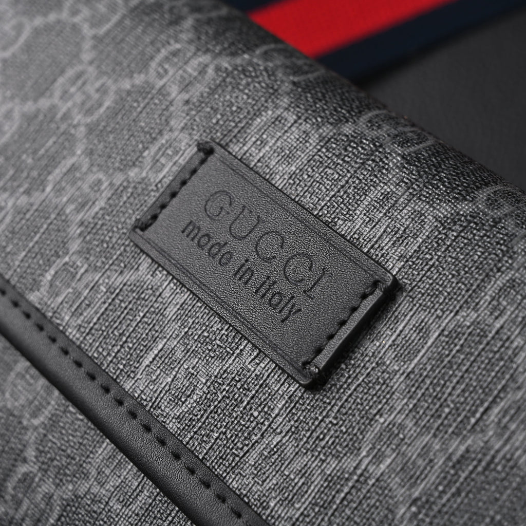 Gucci Ophidia GG Supreme Belt Bag – Black/Grey with Web Strap — view 2