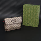 Gucci Ophidia GG Supreme Mini Belt Bag – Beige/Ebony with Web Stripe — view 1