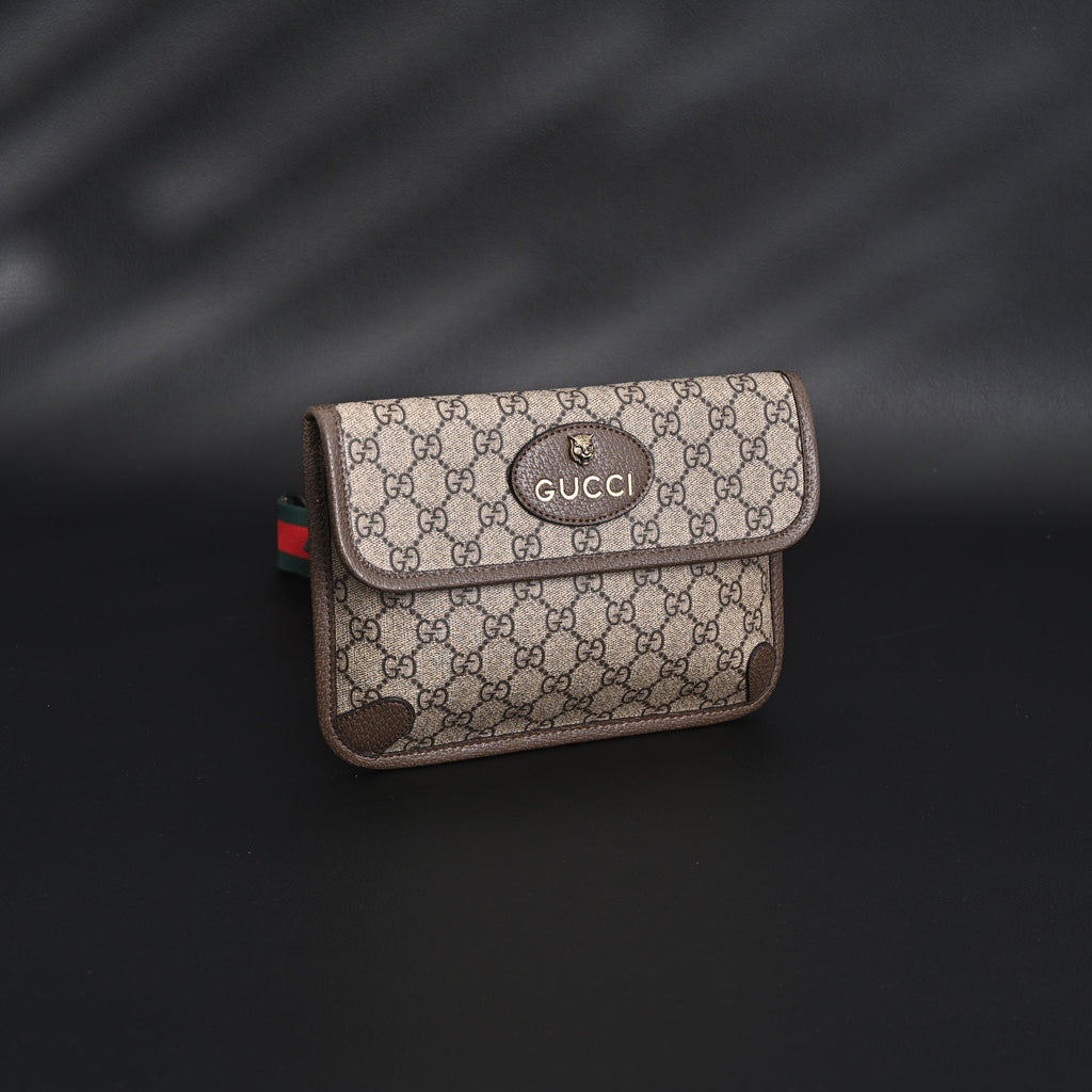Gucci Ophidia GG Supreme Mini Belt Bag – Beige/Ebony with Web Stripe — view 11