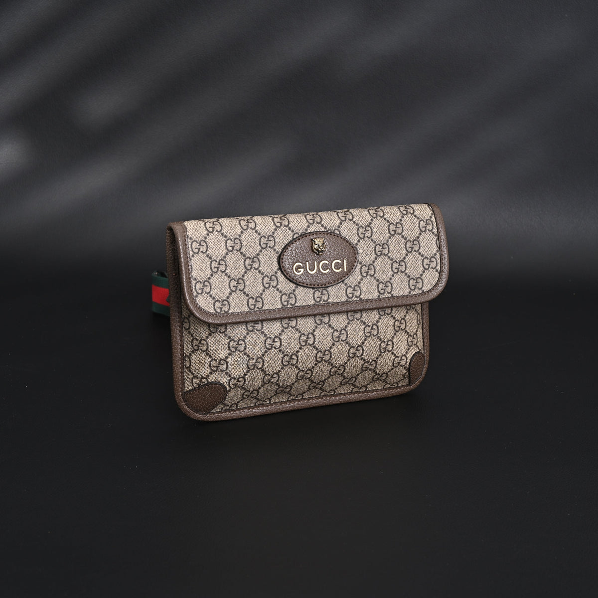 Gucci Ophidia GG Supreme Mini Belt Bag – Beige/Ebony with Web Stripe — view 11