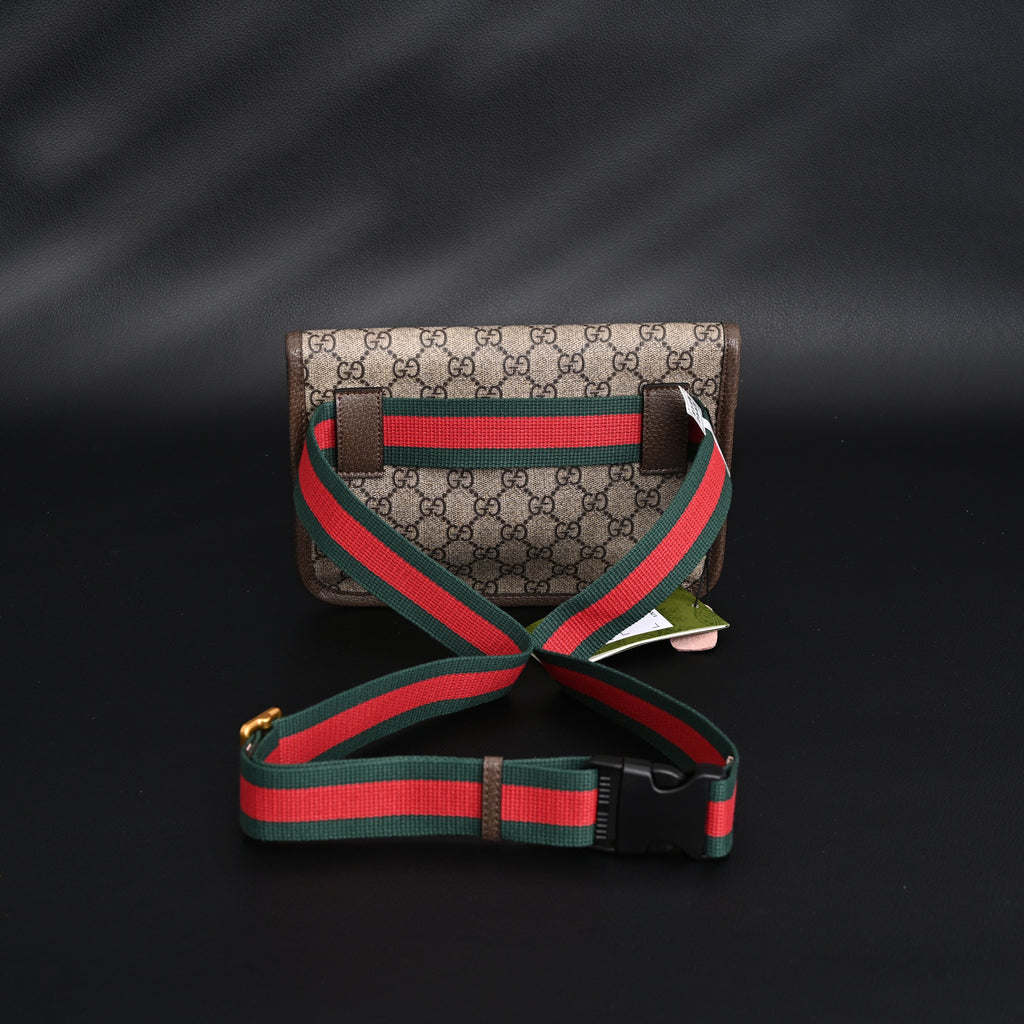 Gucci Ophidia GG Supreme Mini Belt Bag – Beige/Ebony with Web Stripe — view 2