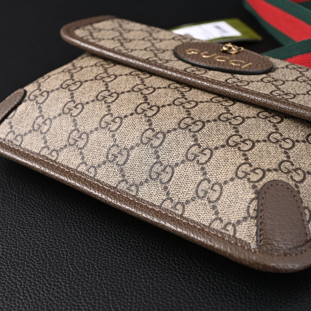 Gucci Ophidia GG Supreme Mini Belt Bag – Beige/Ebony with Web Stripe — view 6