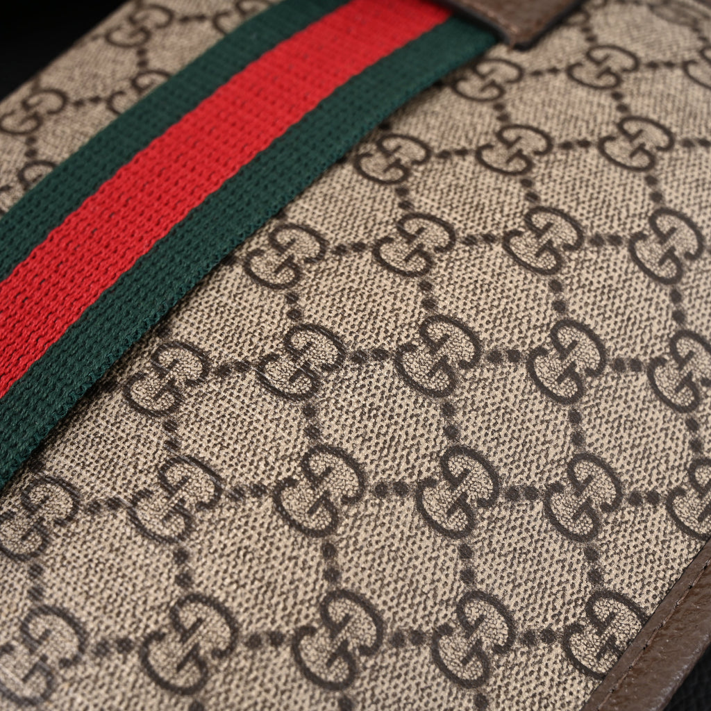 Gucci Ophidia GG Supreme Mini Belt Bag – Beige/Ebony with Web Stripe — view 4