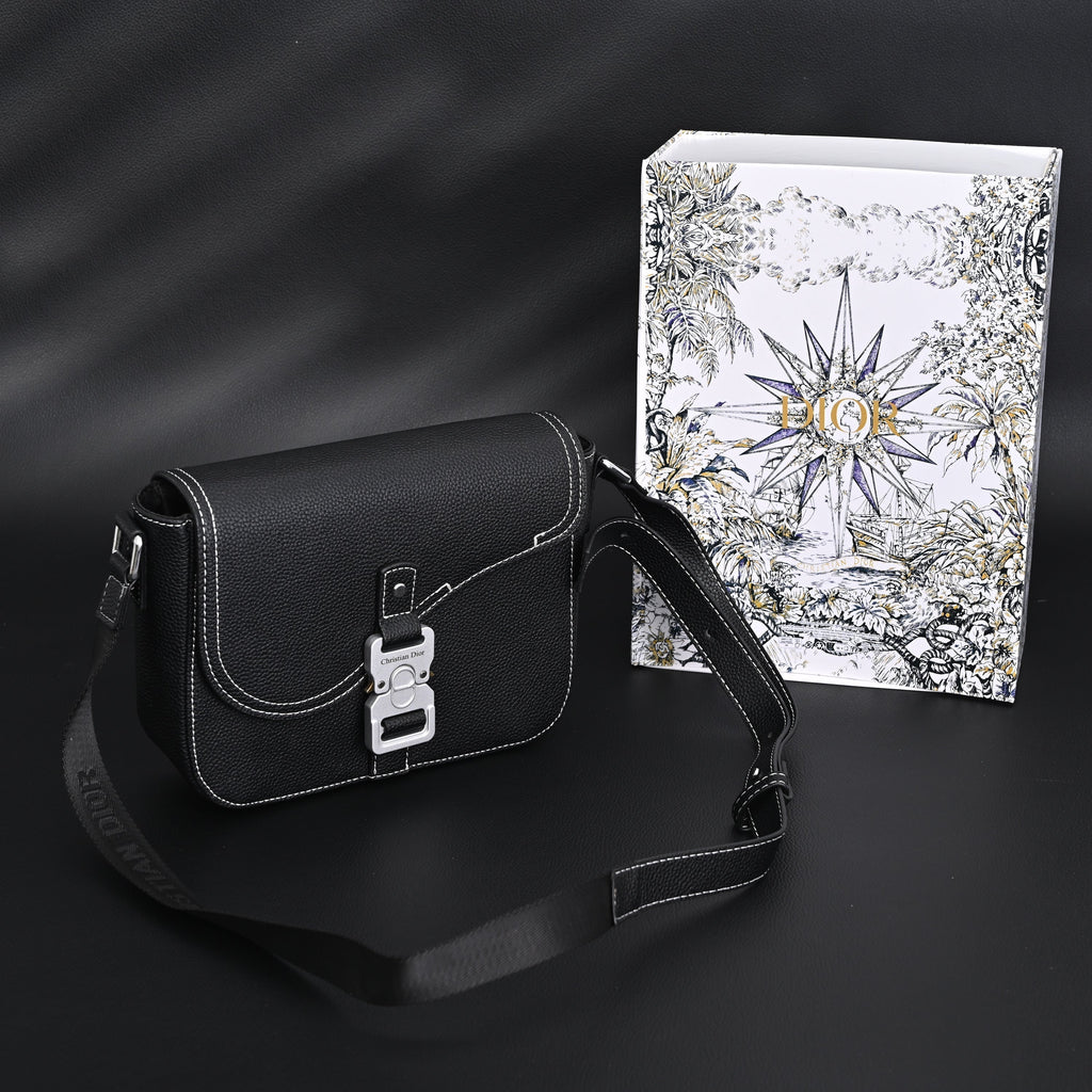 Dior Saddle Crossbody Bag – Black Grained Calfskin with Silver-Tone Hardware - Black with Silver-Tone Hardware — view 1