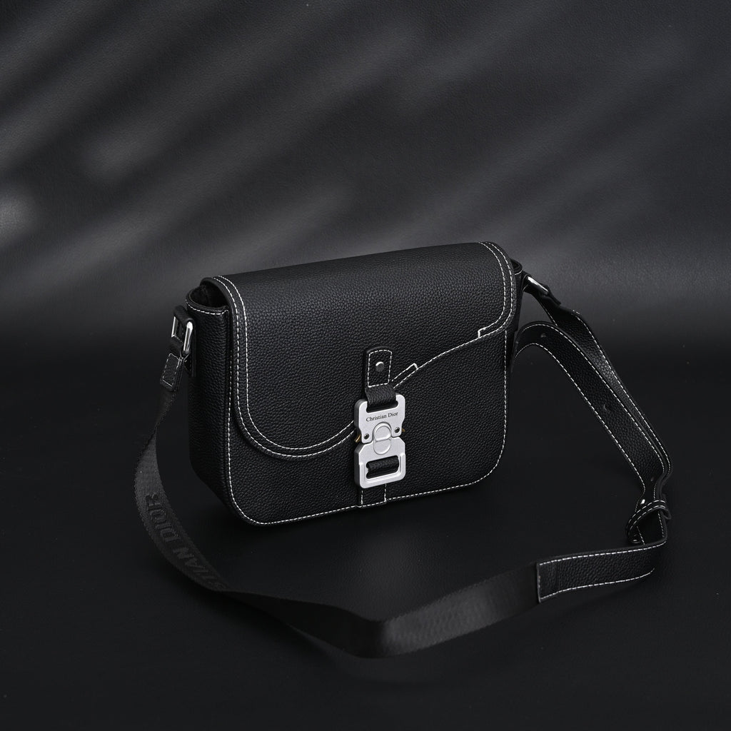 Dior Saddle Crossbody Bag – Black Grained Calfskin with Silver-Tone Hardware - Black with Silver-Tone Hardware — view 8