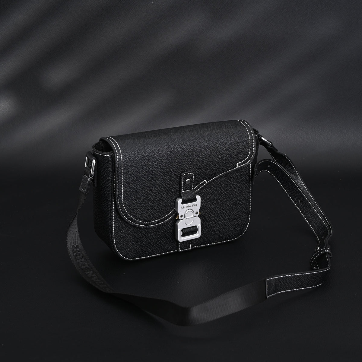 Dior Saddle Crossbody Bag – Black Grained Calfskin with Silver-Tone Hardware - Black with Silver-Tone Hardware — view 8