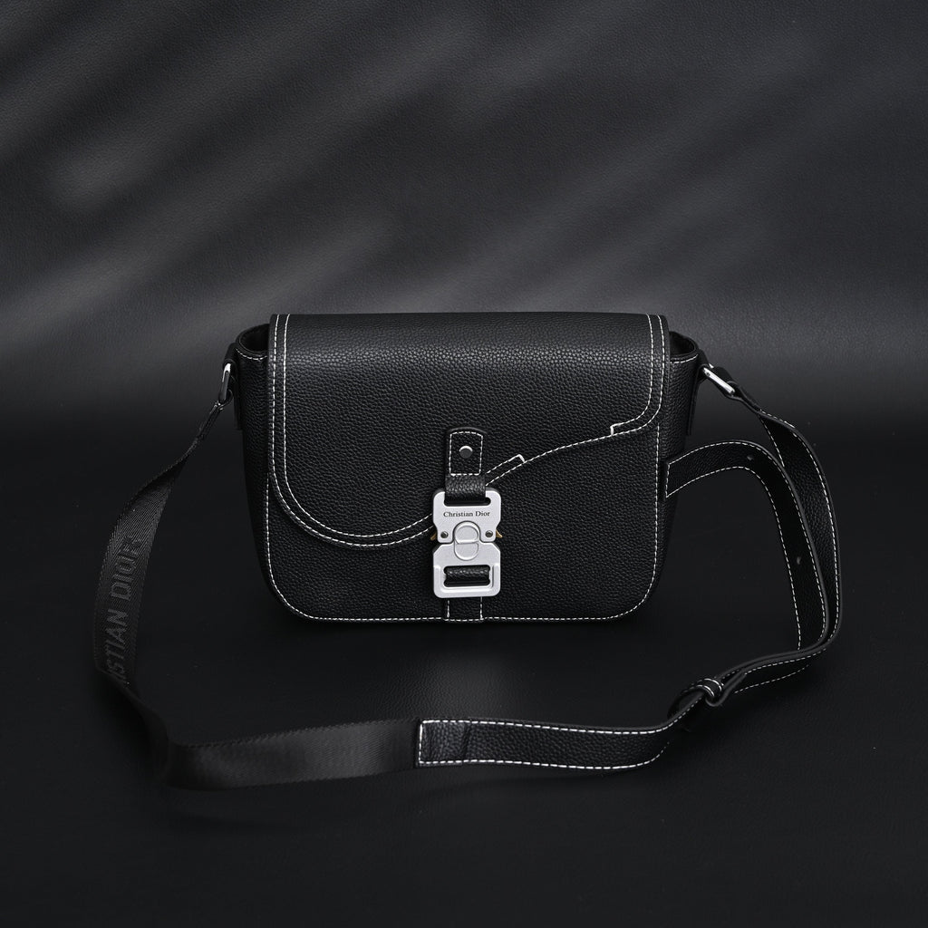 Dior Saddle Crossbody Bag – Black Grained Calfskin with Silver-Tone Hardware - Black with Silver-Tone Hardware — view 9