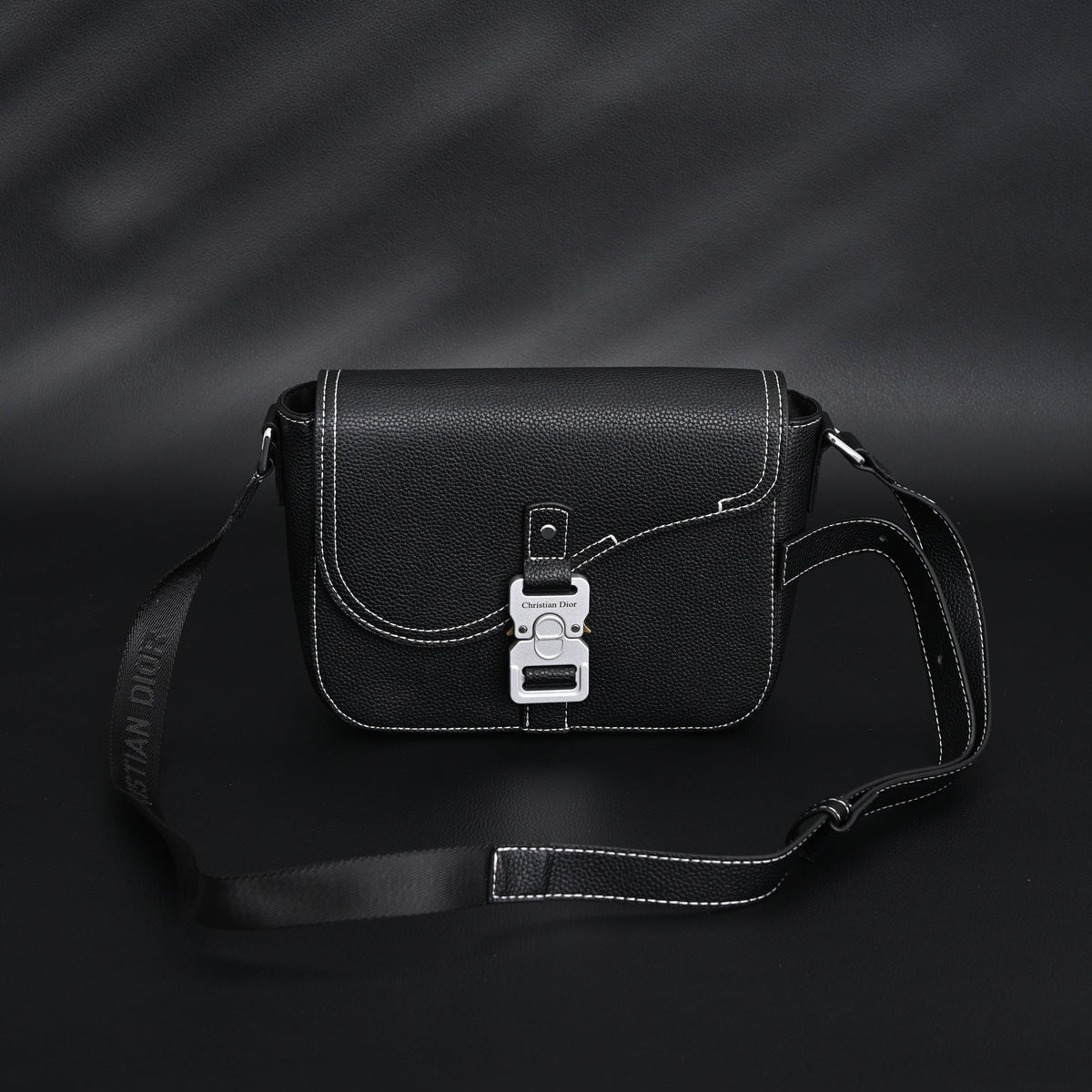 Dior Saddle Crossbody Bag – Black Grained Calfskin with Silver-Tone Hardware - Black with Silver-Tone Hardware — view 9