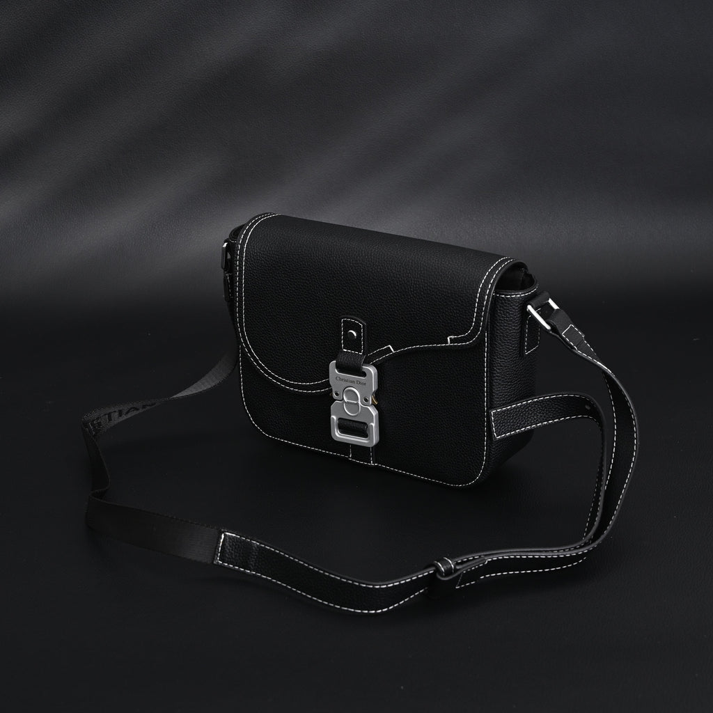 Dior Saddle Crossbody Bag – Black Grained Calfskin with Silver-Tone Hardware - Black with Silver-Tone Hardware — view 4