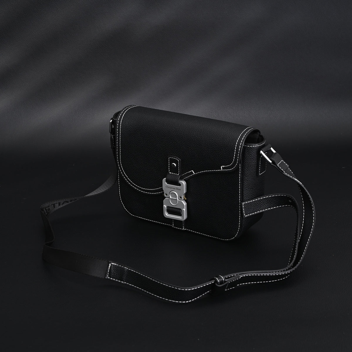 Dior Saddle Crossbody Bag – Black Grained Calfskin with Silver-Tone Hardware - Black with Silver-Tone Hardware — view 4