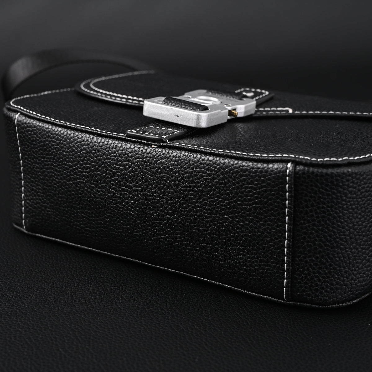Dior Saddle Crossbody Bag – Black Grained Calfskin with Silver-Tone Hardware - Black with Silver-Tone Hardware — view 13