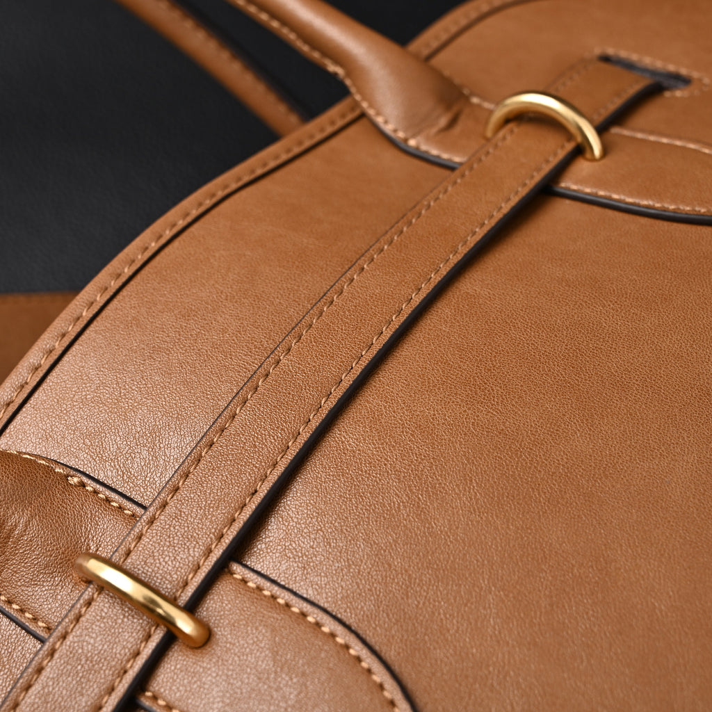 Miu Miu Leather Tote Bag – Elegant Caramel Brown — view 12
