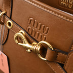 Miu Miu Leather Tote Bag – Elegant Caramel Brown — view 13