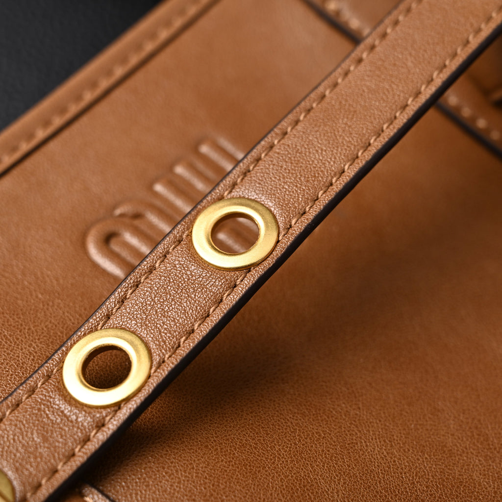 Miu Miu Leather Tote Bag – Elegant Caramel Brown — view 3